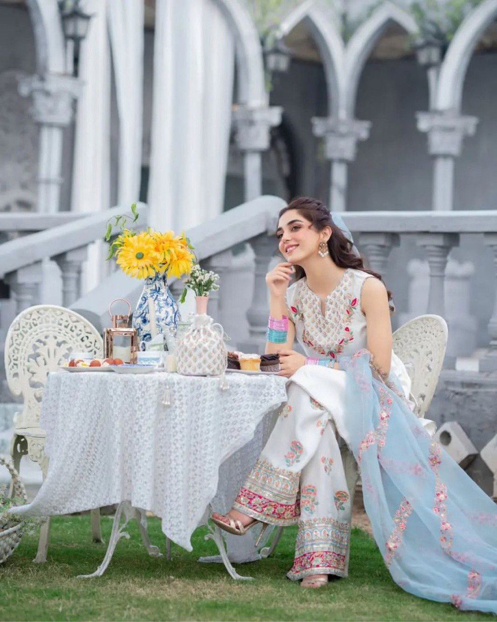 Designer Heavy Faux Georgette Diamond Handwork Plazzo Suit Catalog

