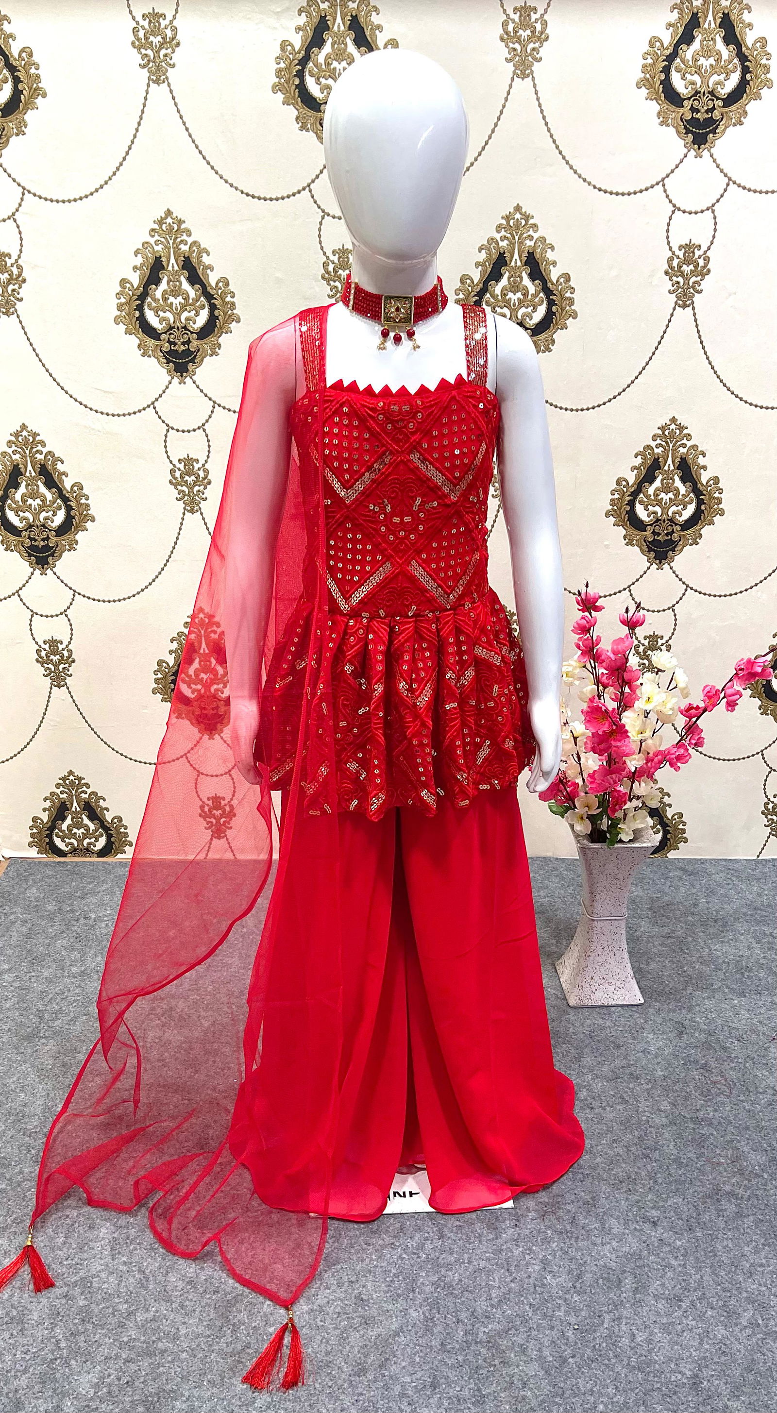 Oc 117 Kids Kediya Style Top Sharara With Dupatta Girls Wear Catalog
