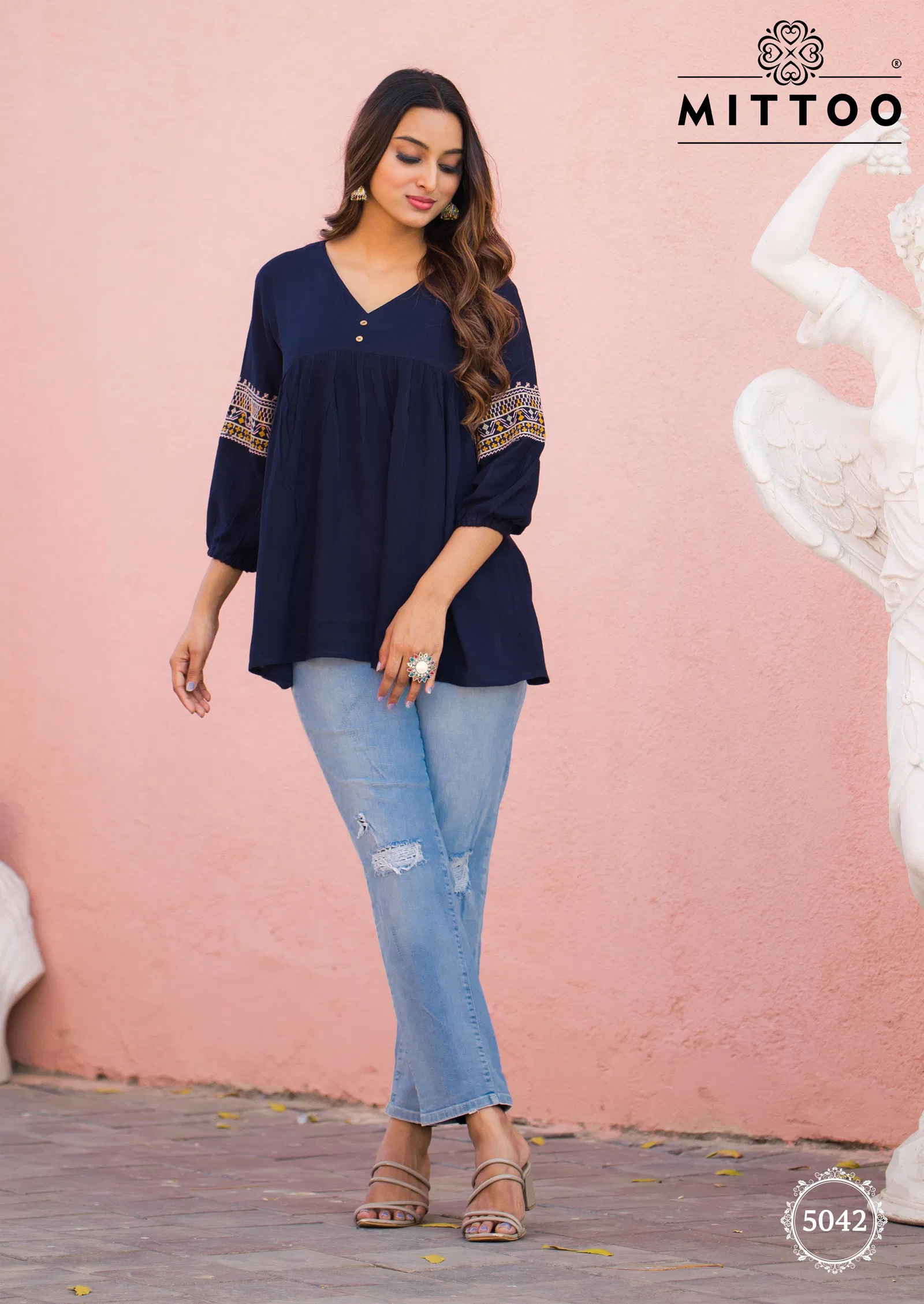 Victoria Vol 8 By Mittoo Rayon Wrinkle Printed Ladies Top Suppliers In India
