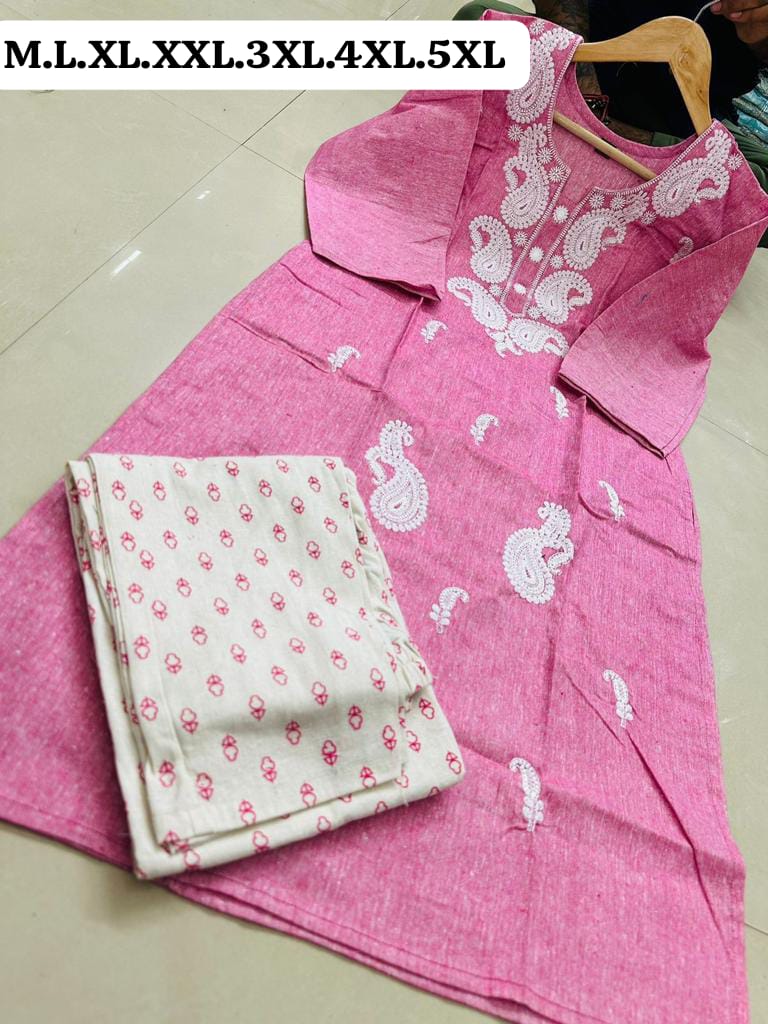 Virat Heavy Embroidery Cotton Kurti With Bottom Catalog