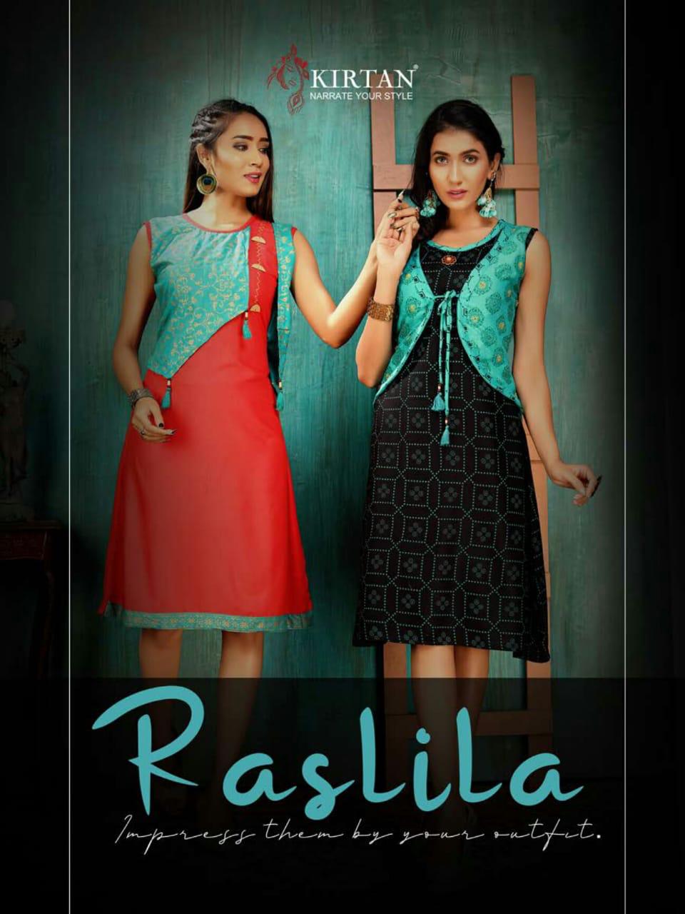 Kirtan Raslila Latest Fancy Designer Regular Wear Rayon Printed Kurti With Koti Collection

