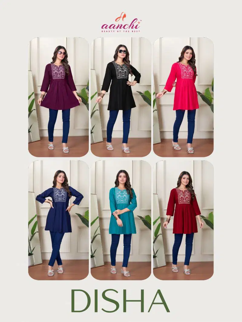 Disha By Aanchi Short Top 1 Rayon Embroidered Tops Suppliers In India