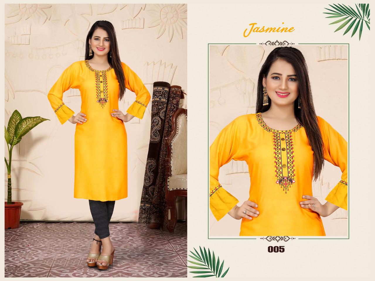 Aagya Jasmine 3 Fancy Ethnic Wear Rayon Embroidery Designer Kurti Collection
