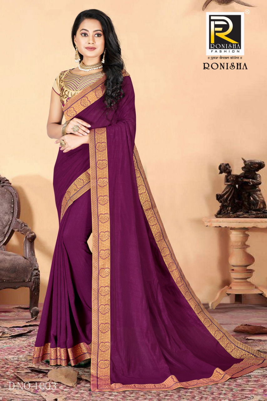 Ronisha Classy Latest Fancy Designer Festive Wear Vichitra silk  Embroidery Designer Saree Collection
