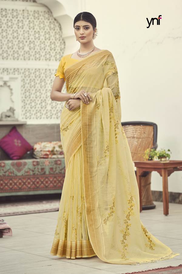 Ynf Jethani Designer Fancy Work Cotton Printed Latest Saree Collection