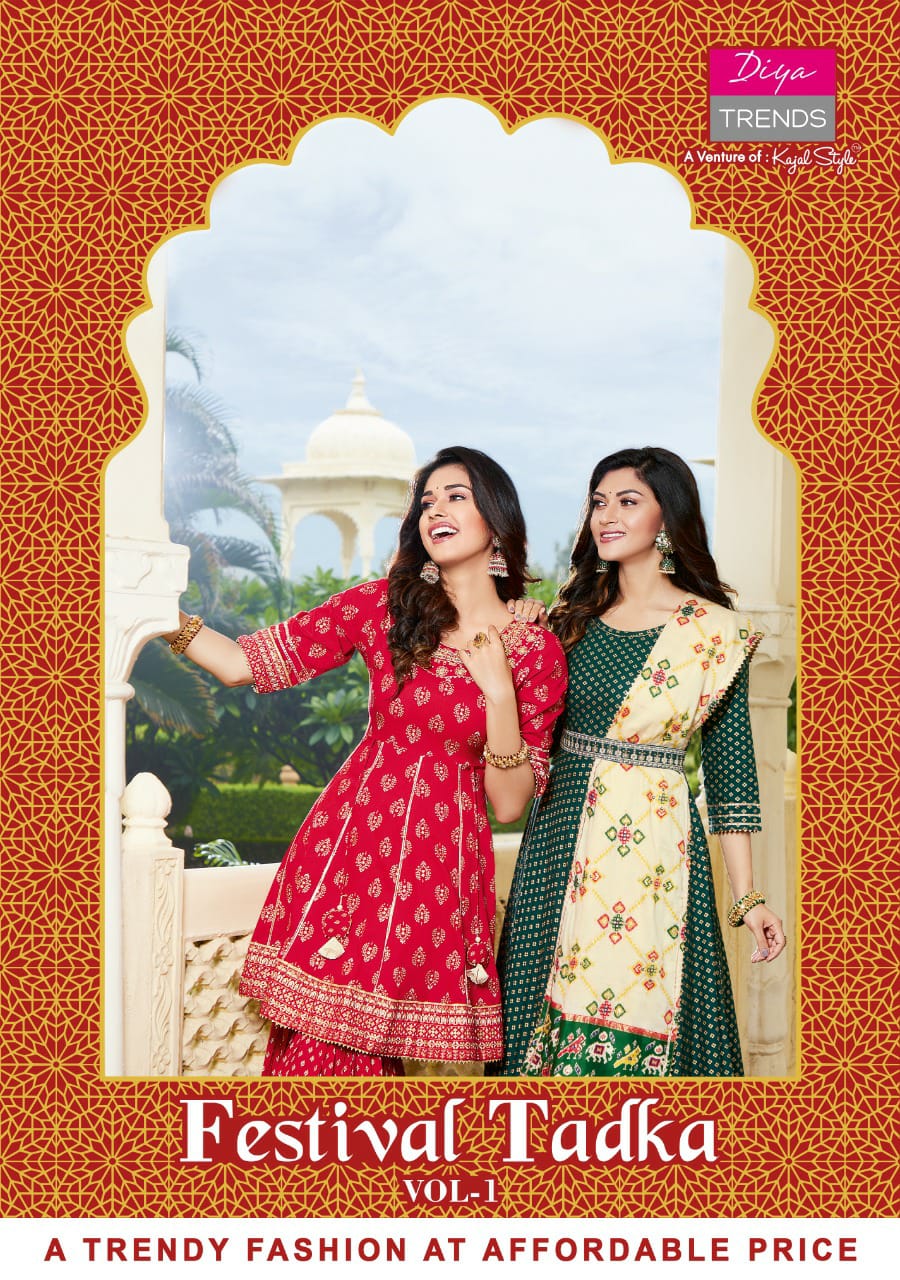 Festival Tadka 1 Designer Heavy Festive Wear Kurti With Bottom Stylish Collection
