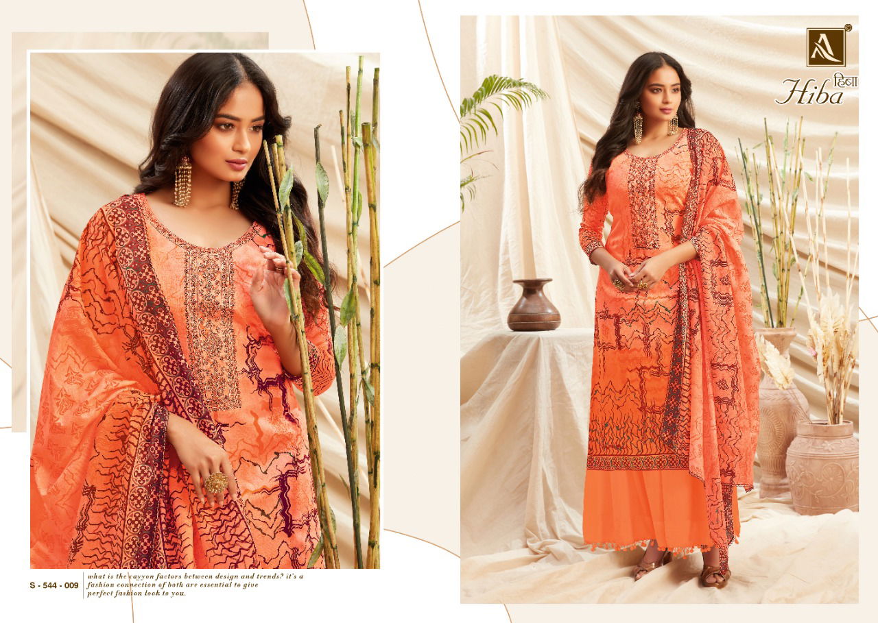 Alok Hiba Fancy Casual Wear Pure Jam Digital Style Print with Fancy Thread Embroidery and Swarovski Diamond Work Designer Dress Material
