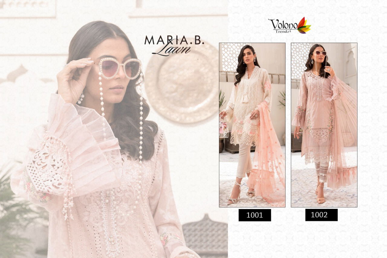 Volono Maria B Lawn Cambric print With Heavy chiefly work with Heavy Patch Work Luxury Premium Pakistan Salwar Suit Collection
