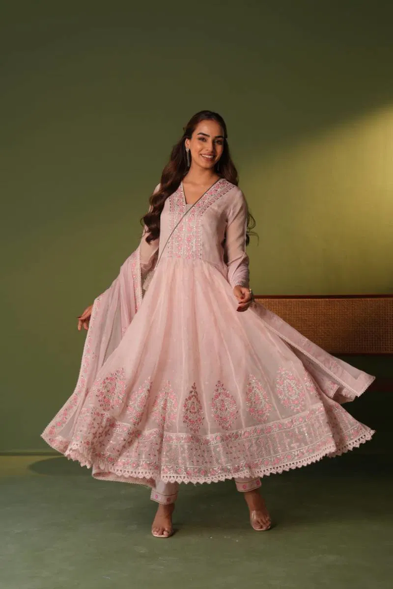 Tanyaa P 118 Designer Organza Anarkali Style Kurta Sets Wholesale Clothing Suppliers In India