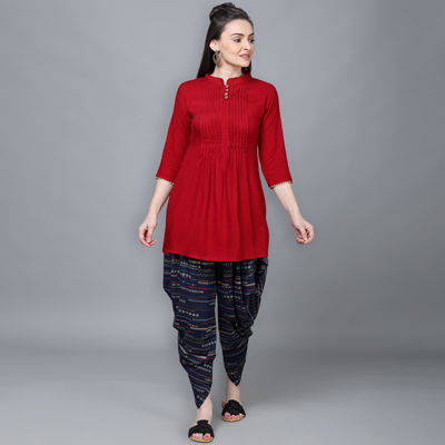 Kainat 8 Fancy New Party Wear Rayon Printed Kurti With Dhoti Collection
