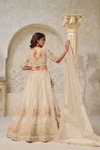 Cream Colour Silk With Leaf Embroidery Work Lahenga With Blouse Dupatta Wholesale Online KF 2144