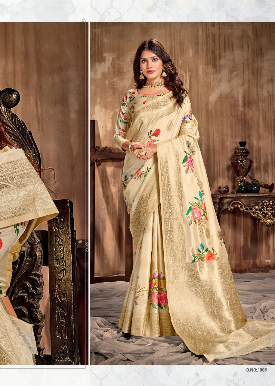 Rajyog Anjali Latest Designer Fancy Festive Wear Silk Digital Printed Silk Sarees Collection
