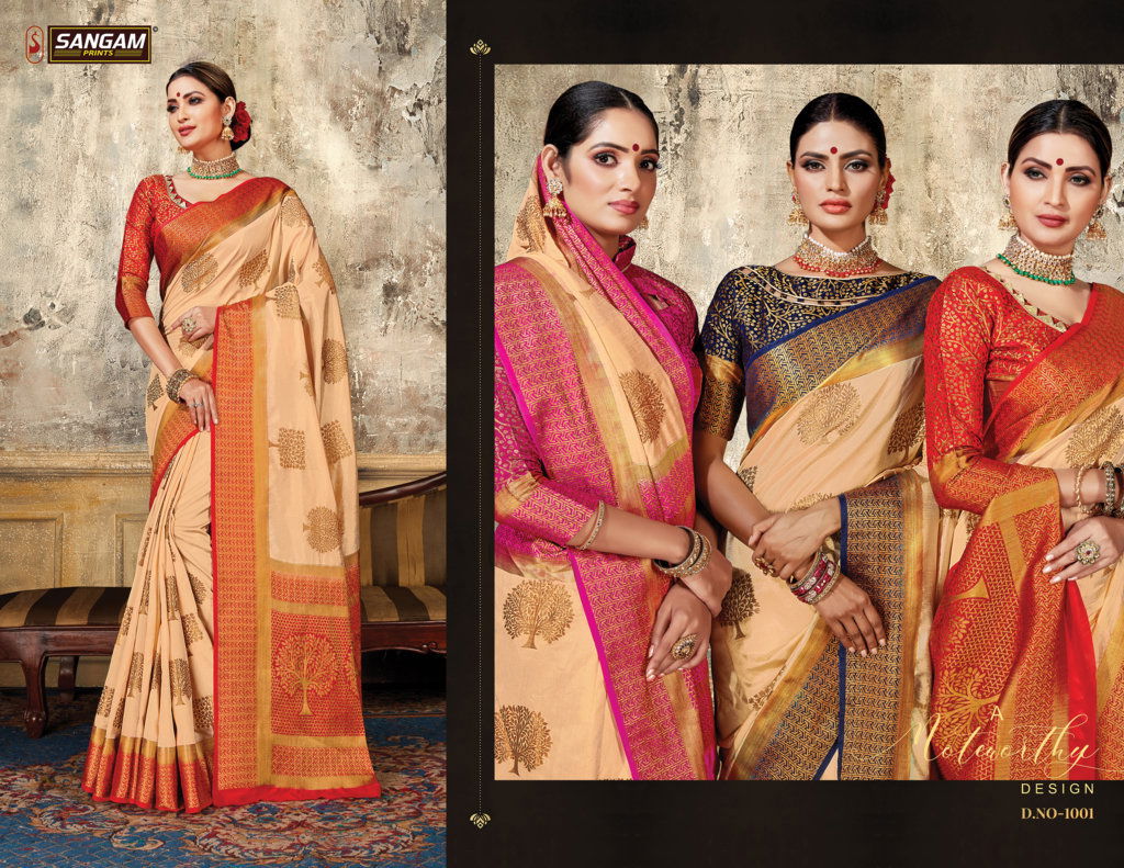 Sangam Armani Latest Designer Fancy Festive Wear Heavy Nylon Silk Sarees Collection
