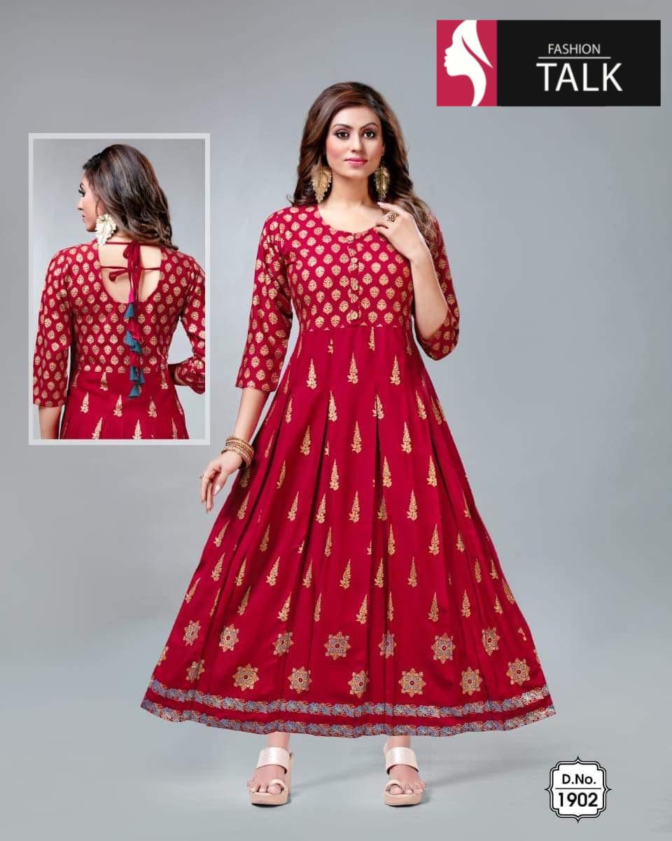 Ft Rayon Dori Patt Ethnic Wear Rayon Printed Latest Designer Kurtis Collection
