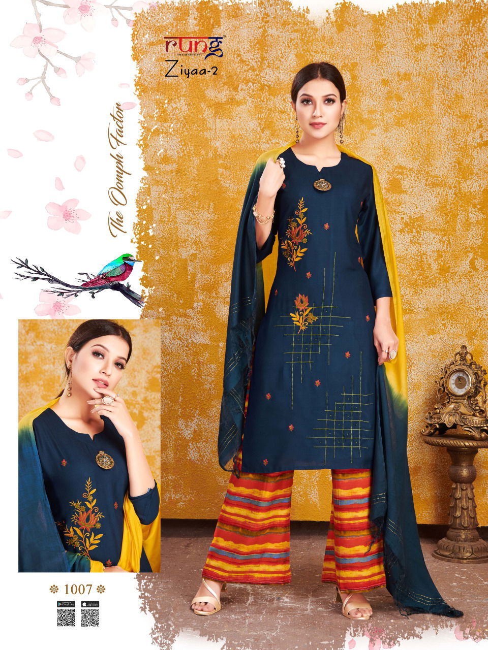 Rung Ziyaa 2 Latest Designer Heavy Rayon Embroidery Worked Ready Made Salwar Suit Collection 