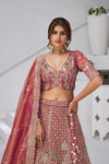 Pink Colour Organza Tissue Designer Bridal Lehenga With Blouse And Dupatta Wholesale Suppliers In Mumbai Kf 2156