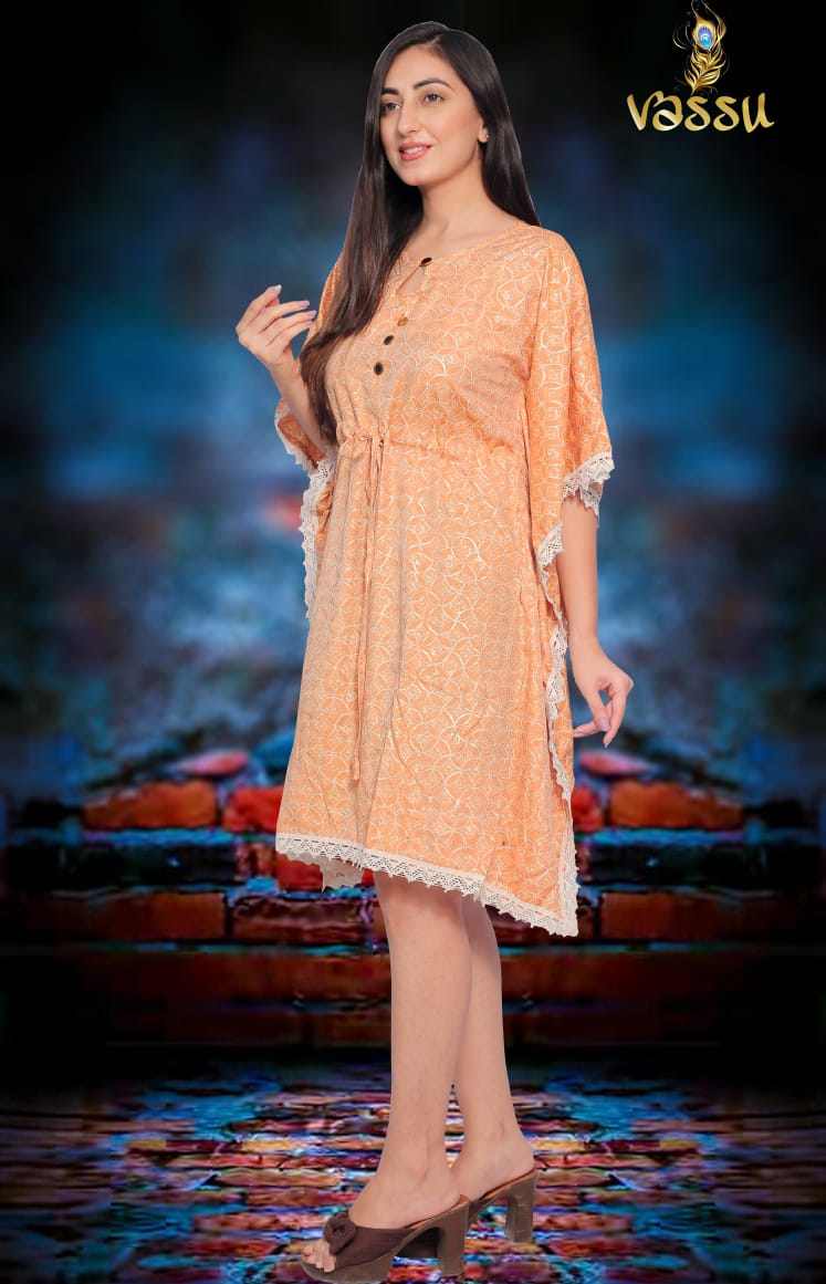Vassu Turky Heavy Muslin Print Ethnic Wear Kaftan Kurti Collection