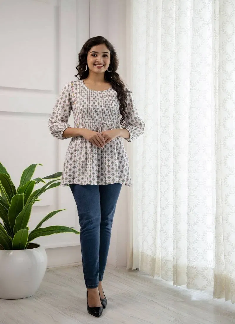Stylee Girl 22 Cotton Printed Fancy Ladies Tops Wholesale Price In Surat