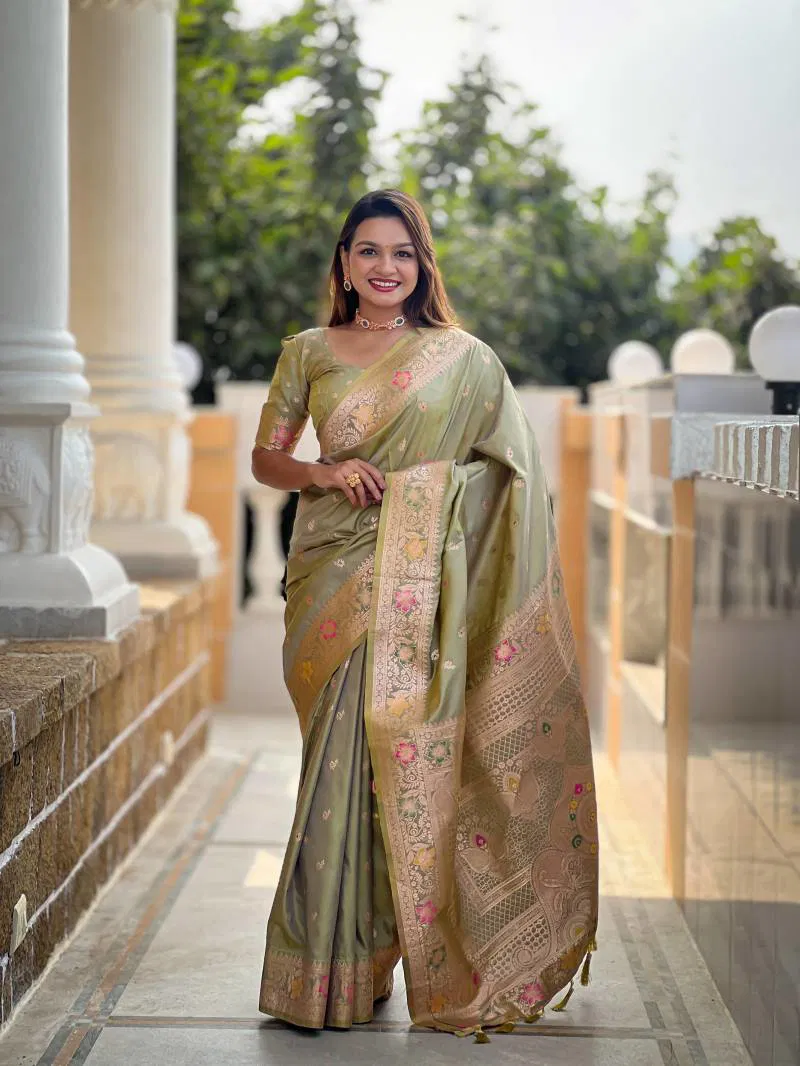 Aab Banarasi 5 Soft Banarasi Silk With Zari Weaving Saree wholesale price in surat
