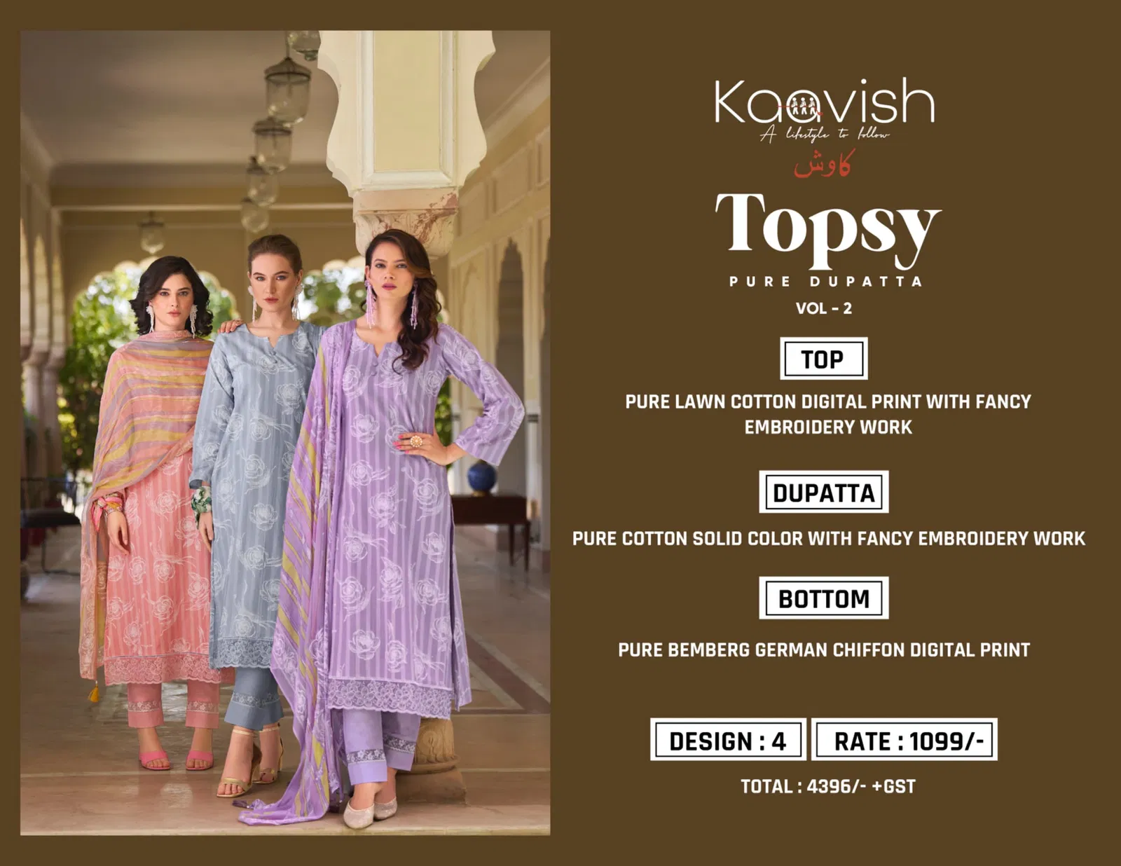 Topsy Vol 2 By Kaavish Lawn Cotton Digital Printed Salwar Suits Wholesale Online
