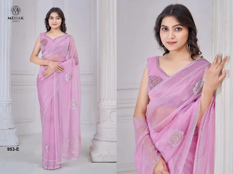 Mehek 953 A To F Organza Desginer Party Wear Saree Exporters In India