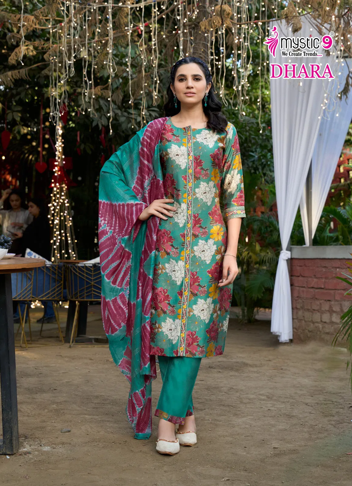 Dhara Vol 1 By Mystic 9 Vertican Printed Kurti With Bottom Dupatta Wholesale Online