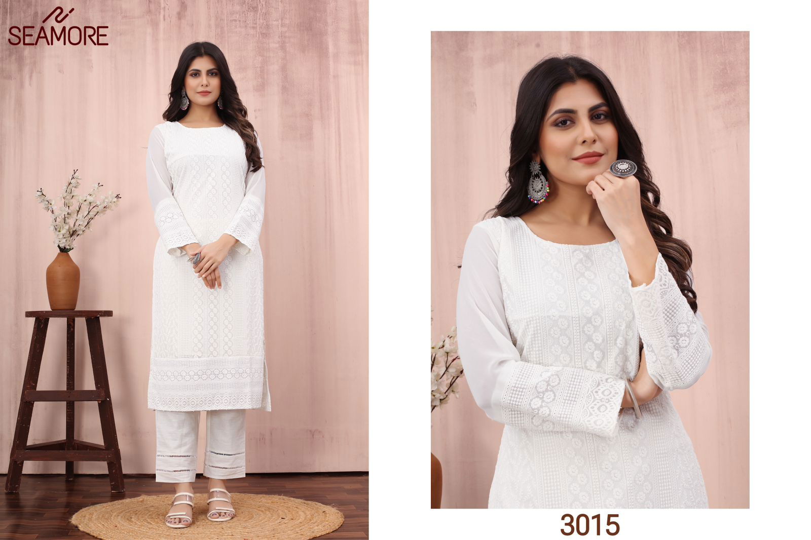 Pink Plak 2 By Seamore Lakhnavi Georgette Designer Bulk Kurti Orders In India