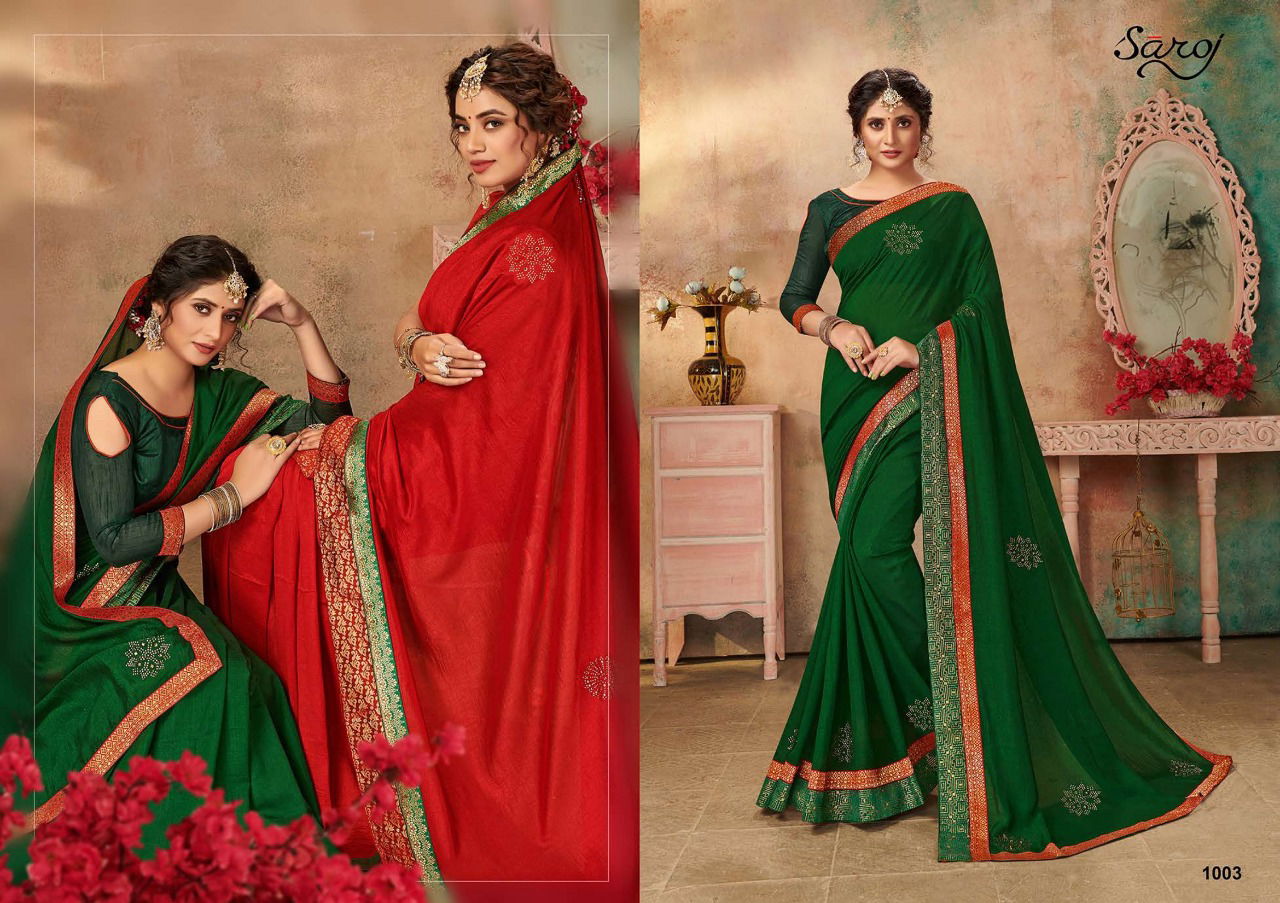 Saroj Gulfar Latest Designer Wedding  Wear Vichitra silk Sarees Collection

