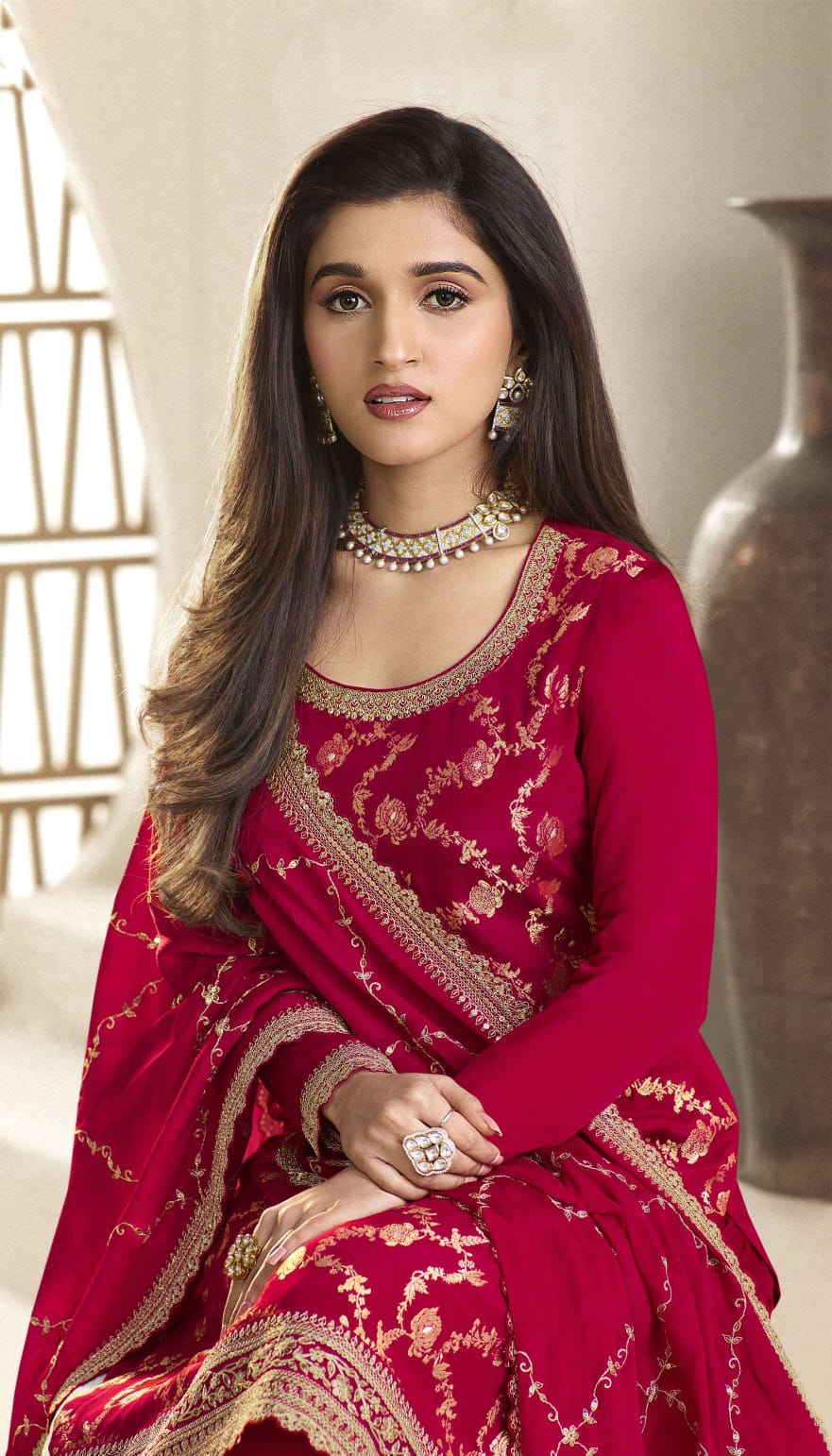 Karva By Vinay Chinon Embroidered Designer Sharara Suit Catalog