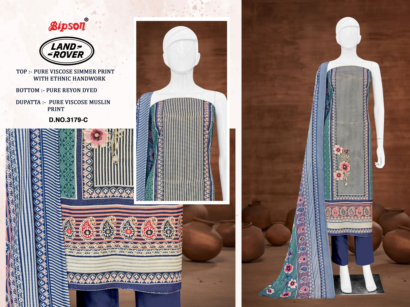 Land Rover 3179 By Bipson Viscose Printed Dress Material Online Wholesale