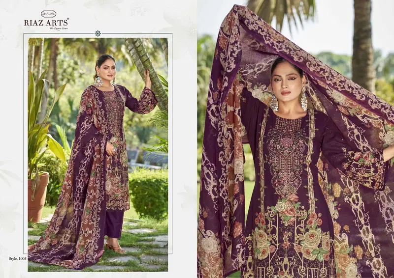 Musafir Vol 24 By Riaz Arts Lawn Digital Printed Dress Material Suppliers In India