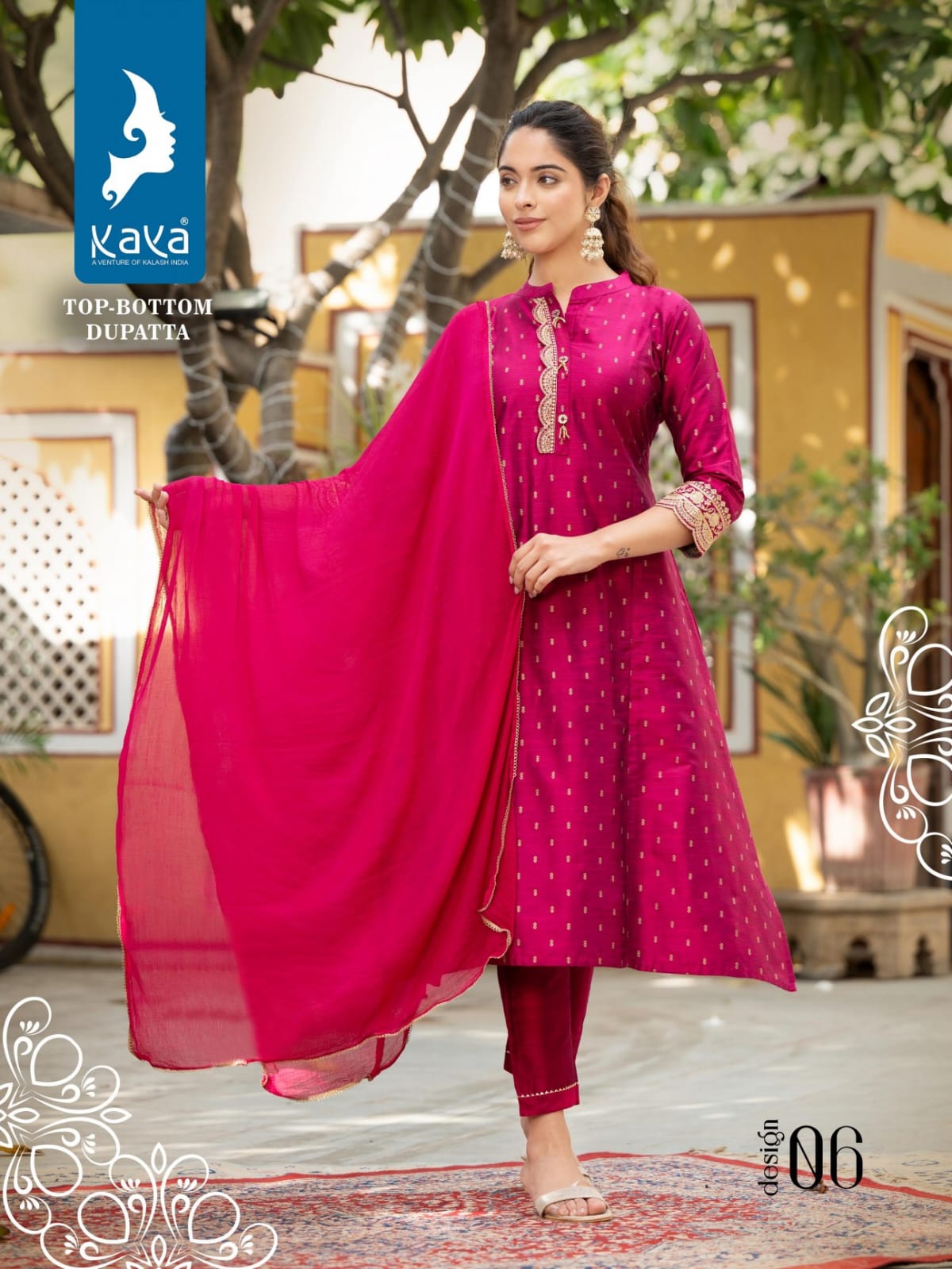 Aadhya By Kaya Long Silk Kurti With Bottom Dupatta Catalog