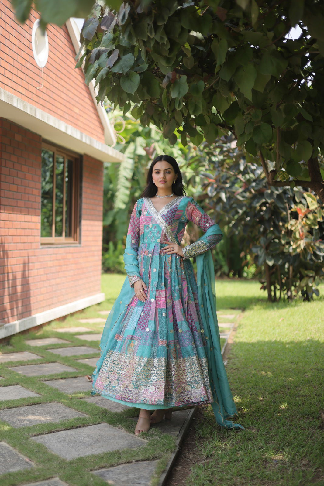 KA 1064 Gown Style Anarkali Kurti With Dupatta Catalog

