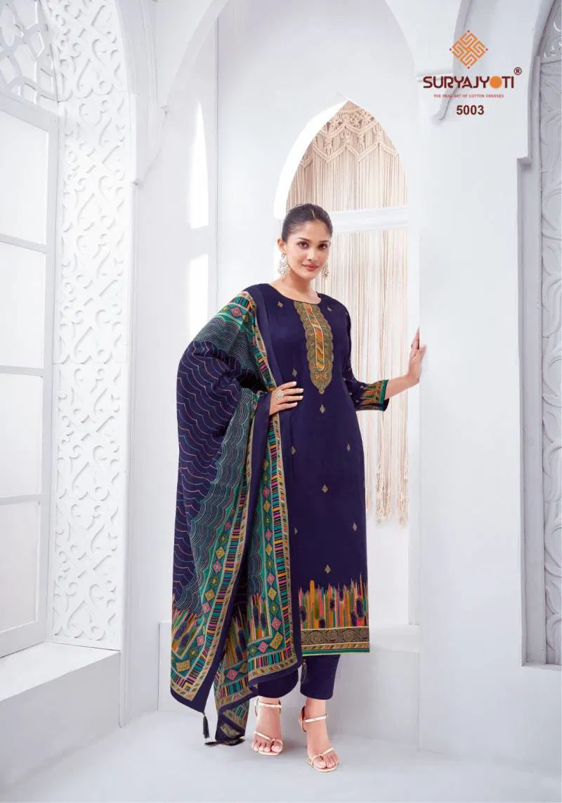 Pallavi Vol 5 by Suryajyoti Jam Satin Discharge Printed Dress Material Orders In India