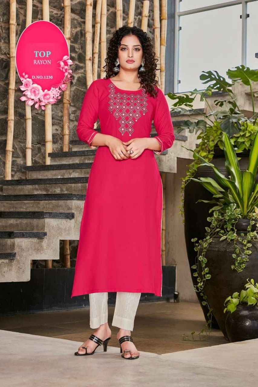 Awesome 3 Latest Fancy Designer Long Casual Wear Rayon Kurtis Collection
