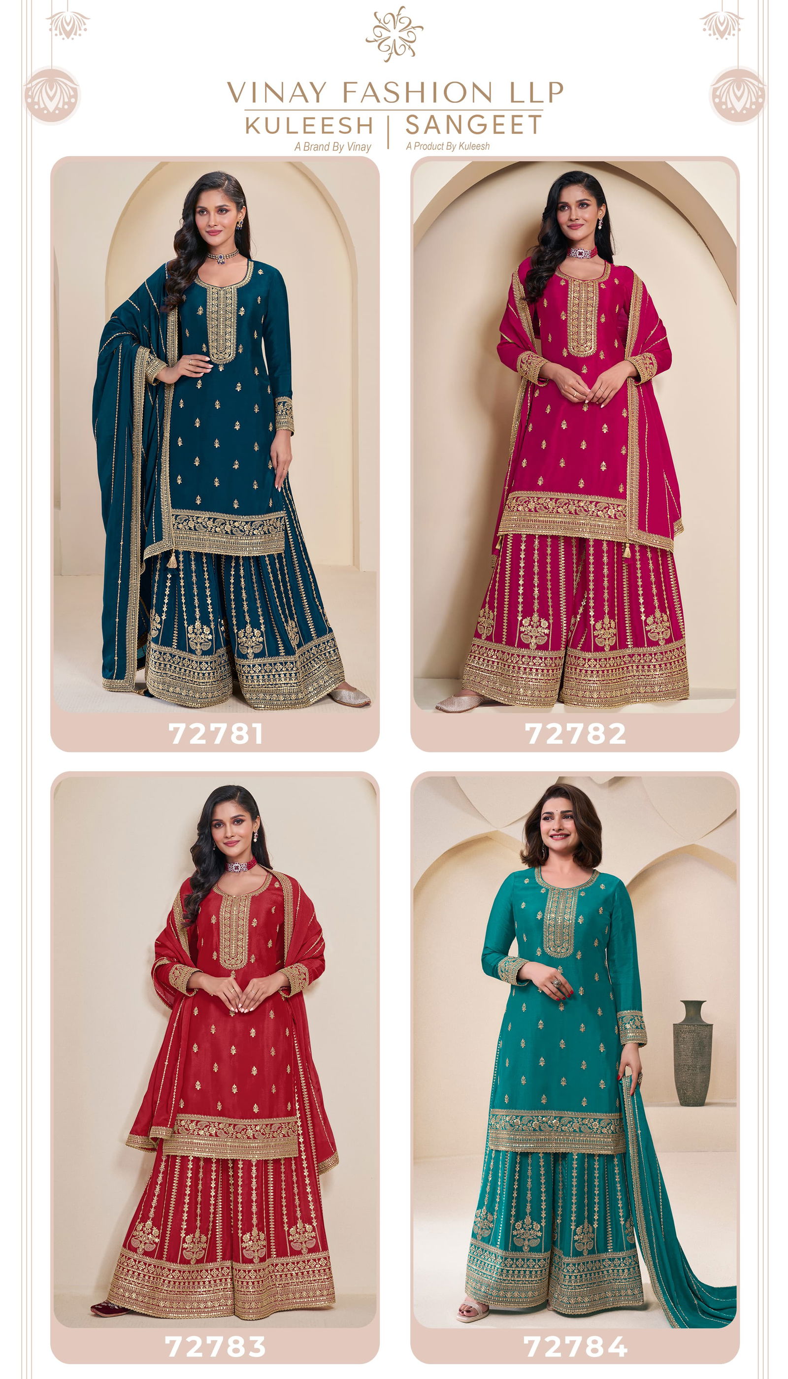 Sangeet By Vinay Kuleesh Chinon Designer Salwar Kameez Suppliers In India
