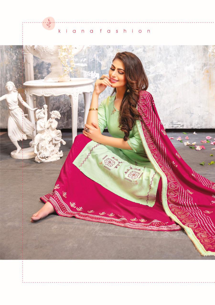KIANA AITBAAR VOL-3 Latest Designer Fancy Festive Wear Rayon Top With Embroidery Work And Gold Print Readymade Salwar Suit Collection