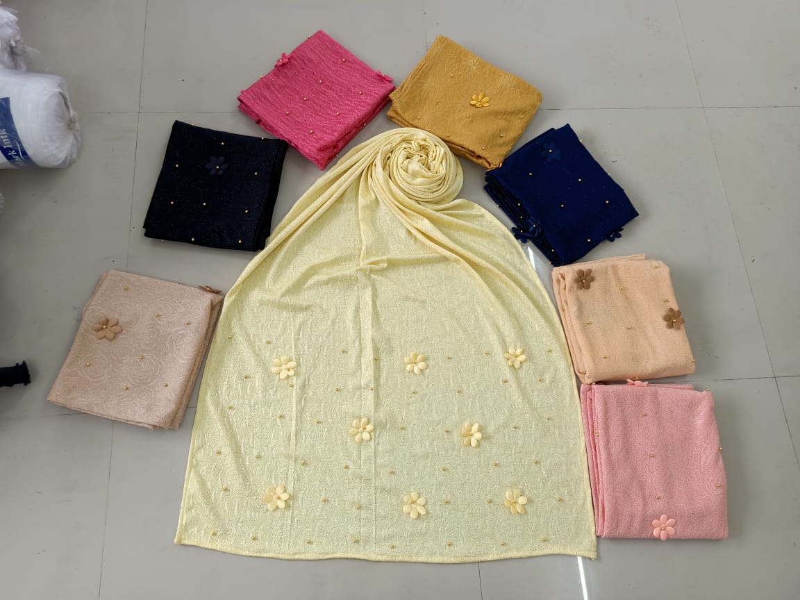Latest Hijab Collection With Beautiful Flower Work 