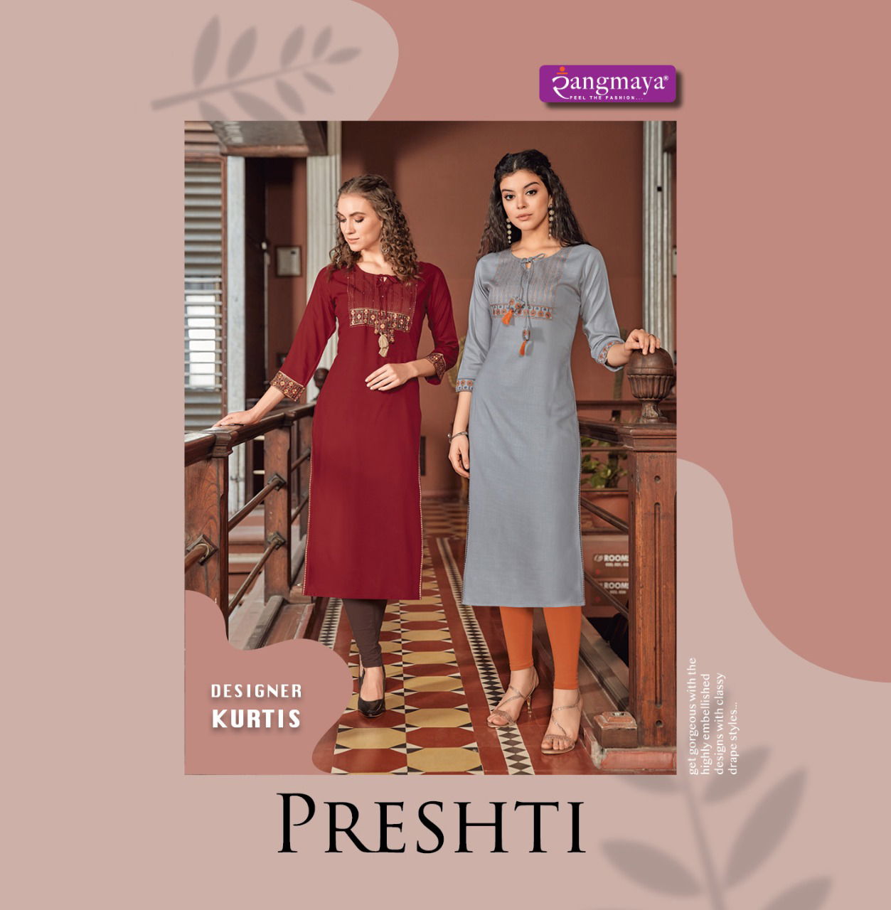 Rangmaya Preshti Fancy Wear Ethnic Wear Rayon Long Designer Kurtis Collection
