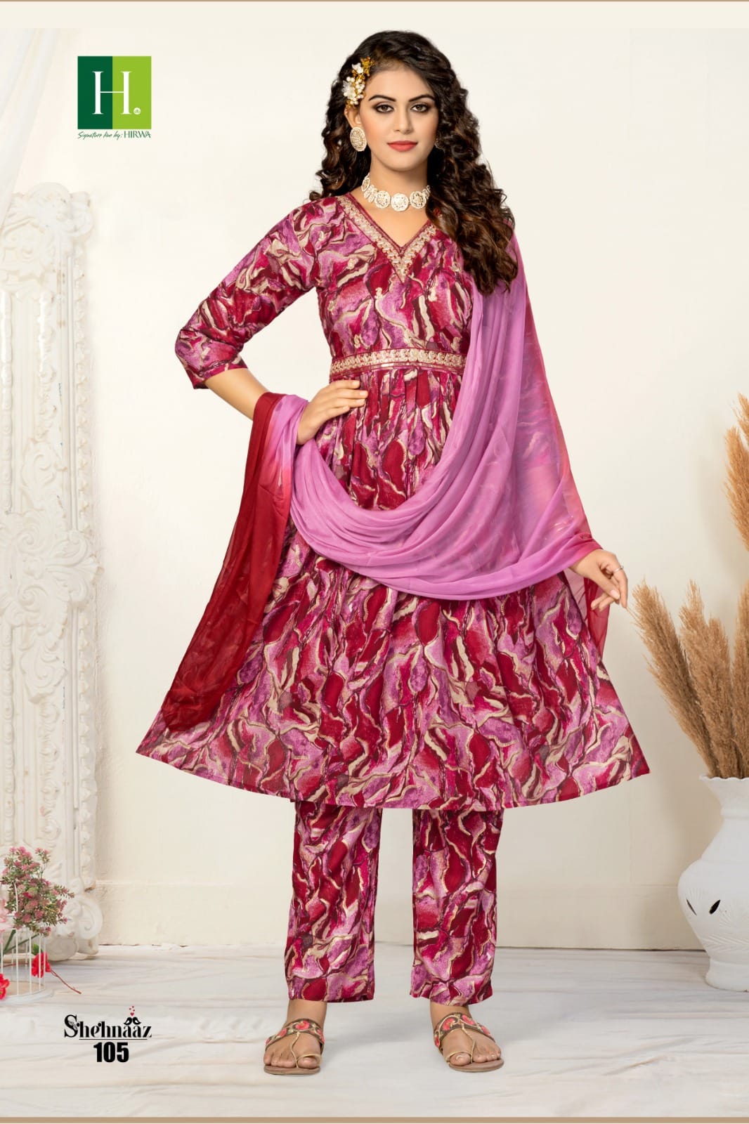 Shehnaaz By Hirwa Kurti With Bottom Dupatta Catalog