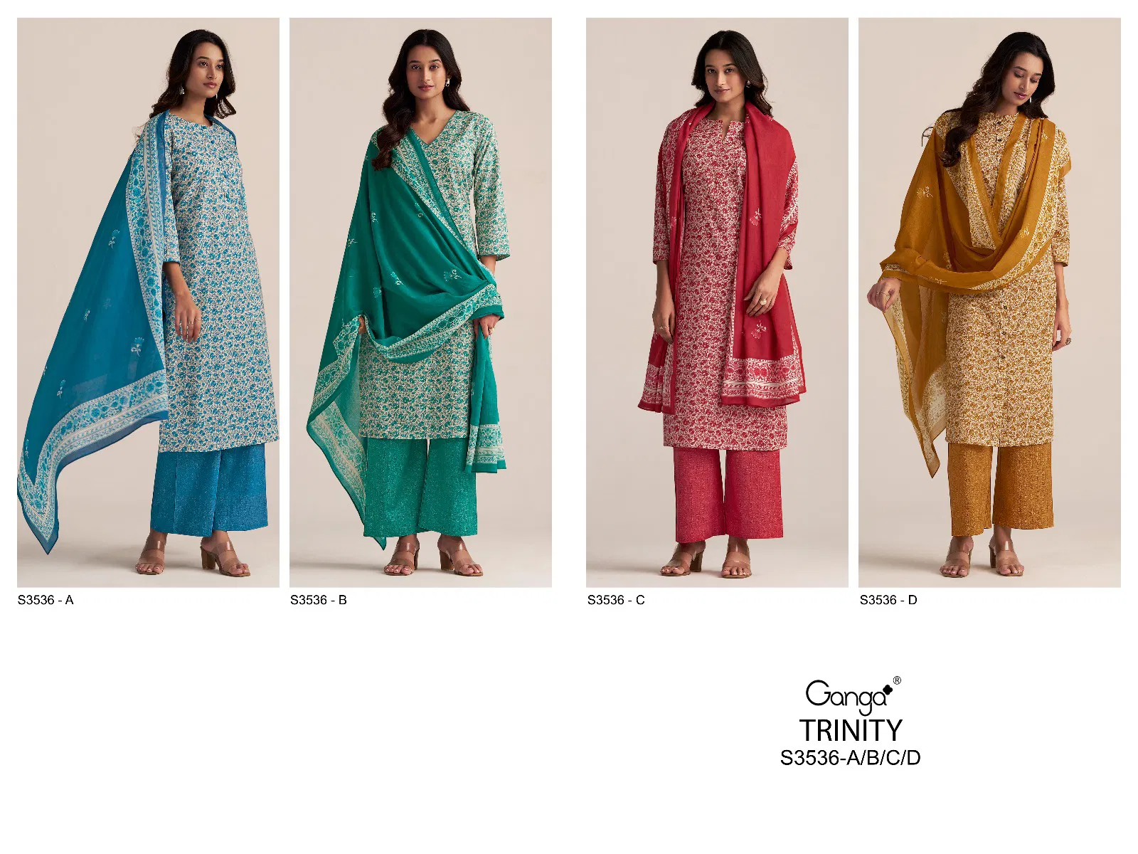 Trinity 3536 By Ganga Cotton Printed Wholesale Designer Salwar Suit In India