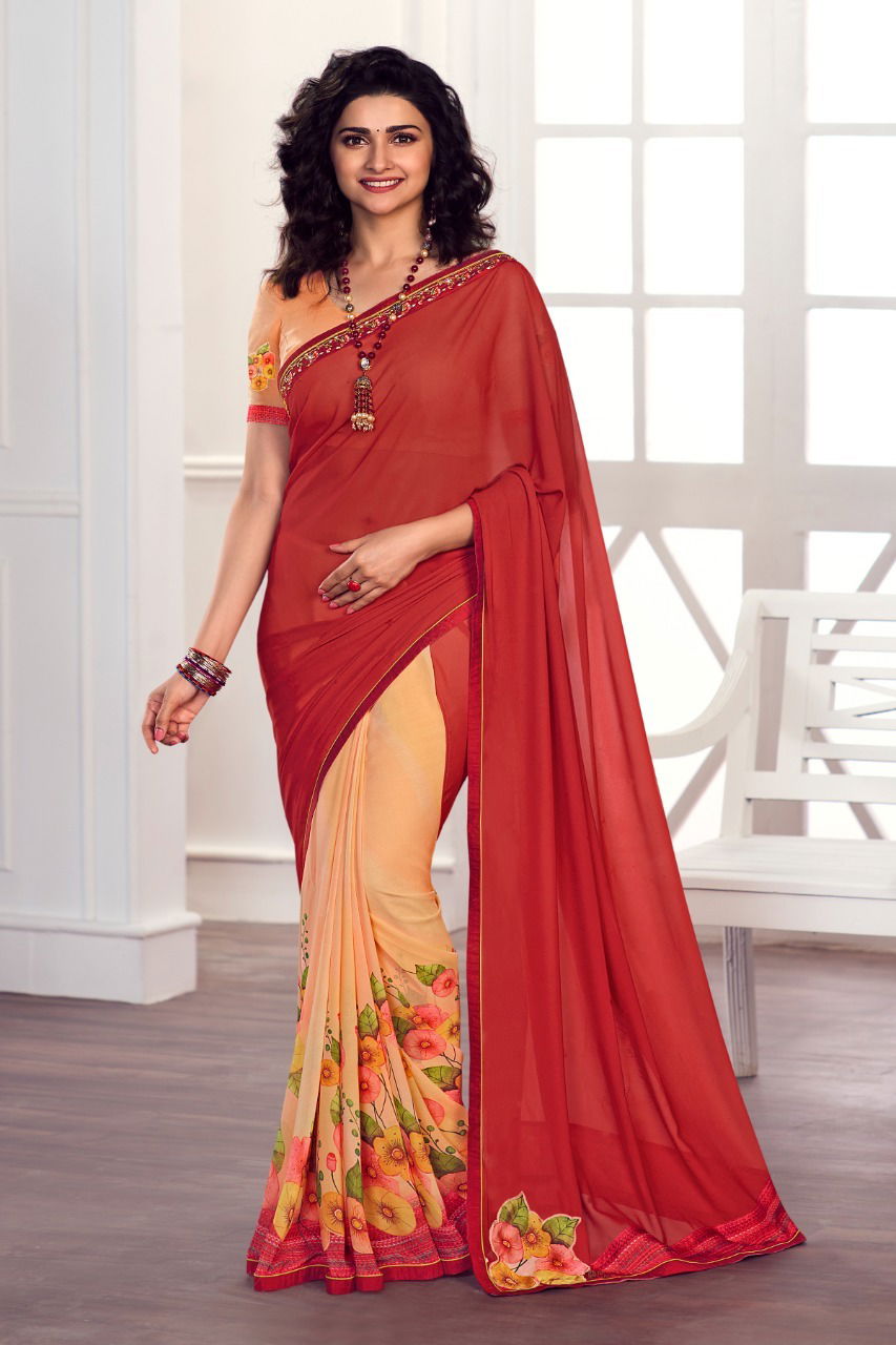 A 50 Latest Regular Wear Georgette Printed Saree Collection