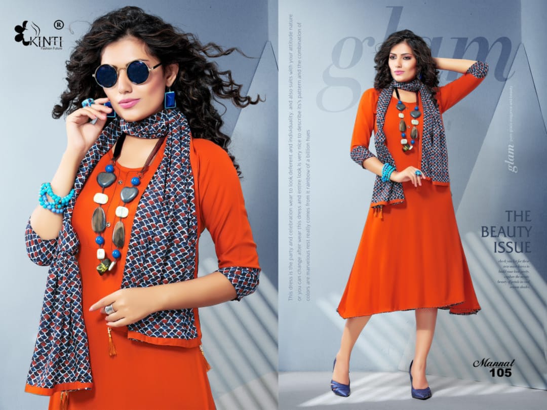 Kinti Mannat Latest designer fancy Regular Wear rayon Kurtis Collection

