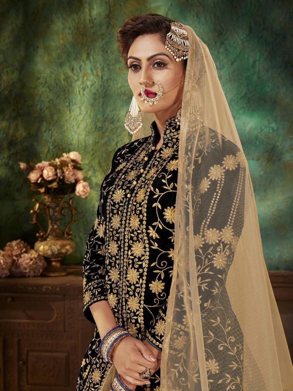 Senhora Zara 19 Colours Wedding Wear Velvet With Embroidery And Stone Work With Net Dupatta And Skirt Salwar Suits Collection
