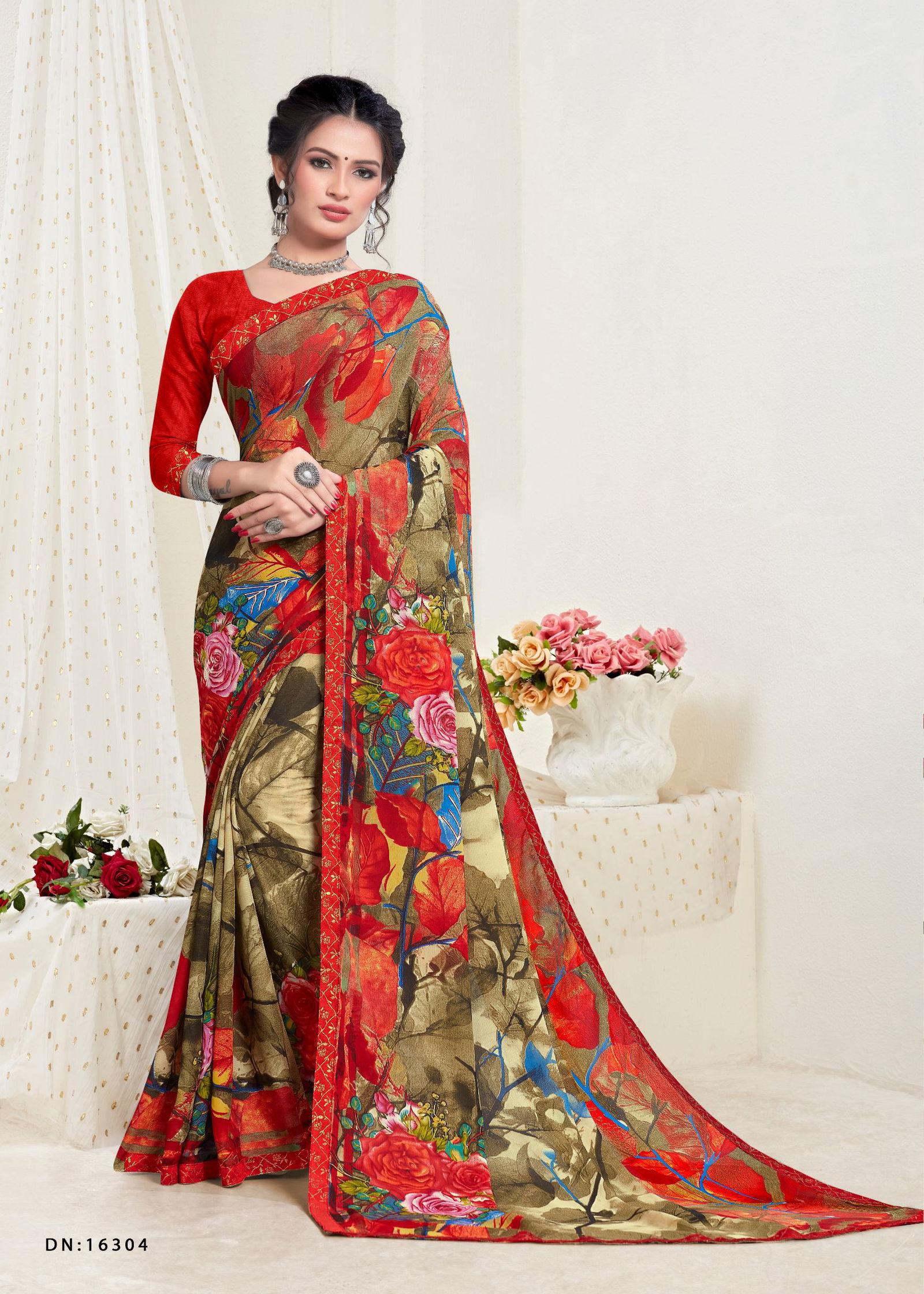Harni Kashi Latest fancy Casual Regular Wear Printed Georgette Sarees Collection