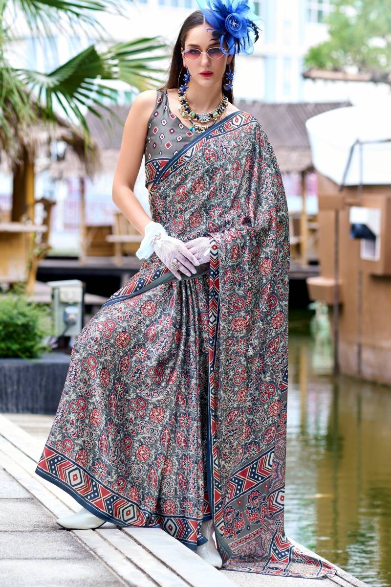 Kz Assam Silk Azrakh Saree 1 Assam Silk Printed Saree Wholesale Market In India