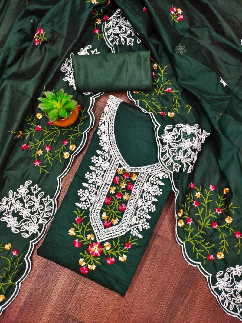 Color Set 9061 Chanderi Cotton Fancy Dress Material Exporters In India