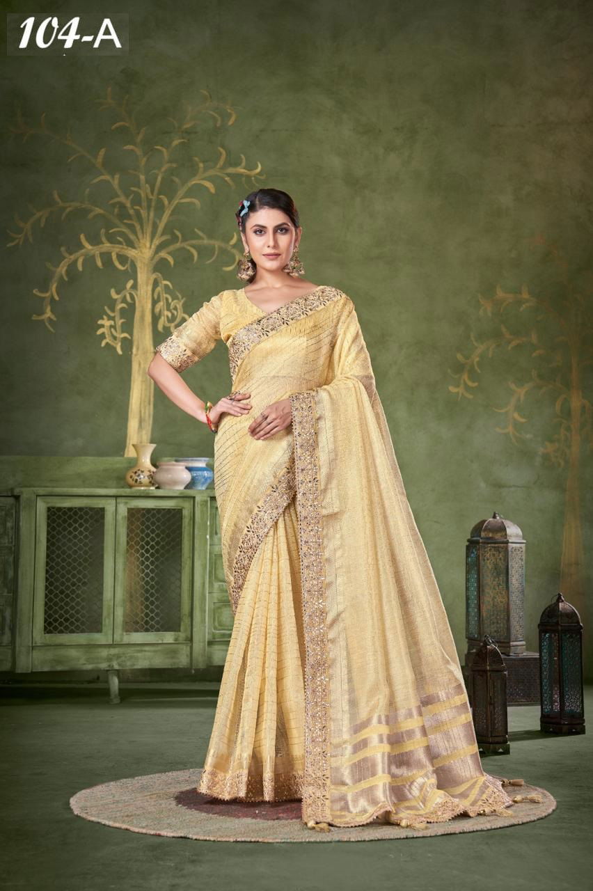 Sumitra 104 A To 104 E Banarasi Linen Checks Wholesale Saree Manufacturers