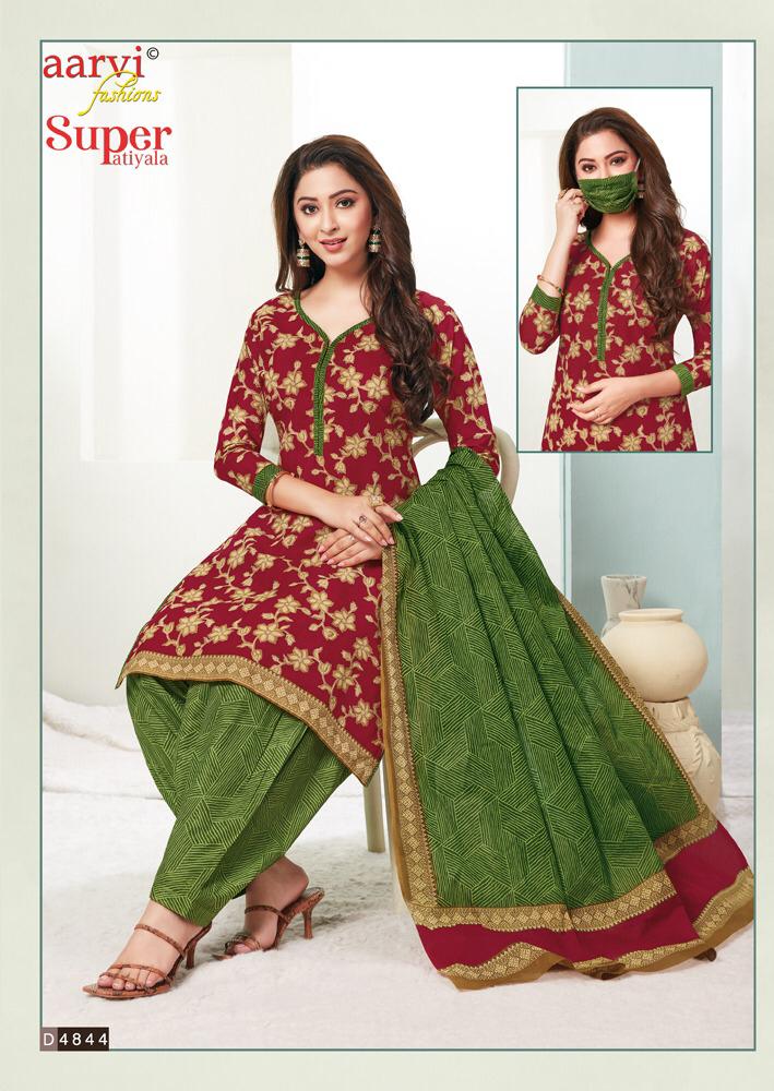 Aarvi Super Patiyala 2 Ready Made Regular Wear Patiyala Collection With Mal Mal Dupatta 
