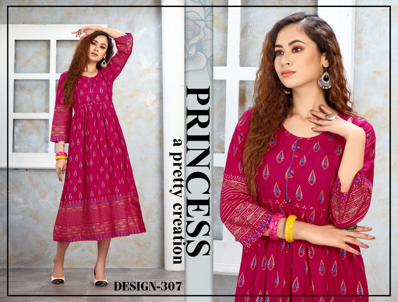 Trendy Nakshtra Ethnic Wear Rayon Printed Designer Anarkali Kurtis Collection
